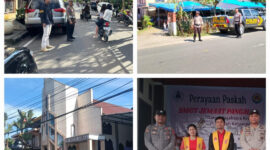 Personel Polres Toraja Utara saat melakukan pengamanan di sejumlah titik gereja pada perayaan Paskah 2025 di Kabupaten Toraja Utara, digelar sejak Kamis, 17 hingga Minggu, 20 April 2025 (Foto: Humas).