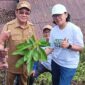 Bupati Toraja Utara Frederick Victor Palimbong bersama Ketua TP PKK Damayanti Batti Palimbong menanam pohon di Kaleakan, Kecamatan Nanggala, dalam rangka peringatan Hari Bumi, Selasa, (22/4/2025) (Foto: Humas).