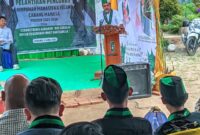 Ketua HMI Cabang Mamasa, Arifin Djalil saat menyampaikan sambutan saat pelantikan Pengurus perdana di kawasan Citol Hill Wisata tondok bakaru, Minggu (27/04/35).