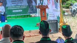 Ketua HMI Cabang Mamasa, Arifin Djalil saat menyampaikan sambutan saat pelantikan Pengurus perdana di kawasan Citol Hill Wisata tondok bakaru, Minggu (27/04/35).