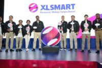 Para pimpinan PT XLSmart Telecom Sejahtera Tbk berfoto bersama dalam acara peluncuran nama baru hasil merger XL Axiata dan Smartfren, di Jakarta, Kamis (24/4/2025) (Foto: Istimewa).