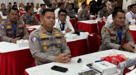 Kapolres Toraja Utara AKBP Stephanus Luckyto, S.I.K., S.H., M.Si, saat menghadiri Gelar Operasional Triwulan I Tahun 2025 di Aula Mappaoddang, Mapolda Sulsel, Senin (28/04/2025) (Foto: Istimewa).