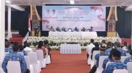 Suasana Musrenbang RPJMD Toraja Utara 2025-2029 saat sambutan Bupati Frederik Victor Palimbong di Hotel Misliana, Kecamatan Kesu, Toraja Utara. Senin, (26/5/2025) (Foto: Frederik Sampebua)