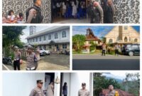 Pengamanan ibadah Kenaikan Yesus Kristus di salah satu gereja di Toraja Utara, dipimpin Kabag Ops Kompol Gerianto Pabuang, Kamis (29/05/2025) (Foto: Humas).