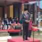 Bupati Toraja Utara, Frederik Viktor Palimbong yang membacakan Pidato Kepala Badan Pembinaan Ideologi Pancasila RI, Yudian Wahyudi saat peringatan hari lahir Pancasila 1 Juni 2025, dilapangan bakti, Selasa (17/6/25).