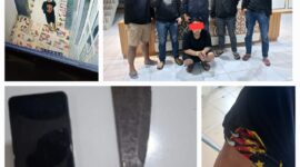 Pelaku pencurian HP di Masjid Besar Rantepao terekam kamera CCTV saat keluar dari lokasi kejadian (kiri atas), berhasil diamankan oleh Tim Resmob Polres Toraja Utara Rabu malam, (18/6/2025) (Foto: Humas)