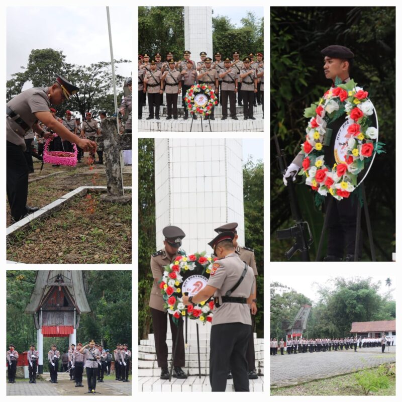 Kapolres Toraja Utara pimpin ziarah dan tabur bunga di TMP Buntu Lepong dalam rangka HUT Bhayangkara ke-79, Senin (23/6/2025) (Foto: Humas).