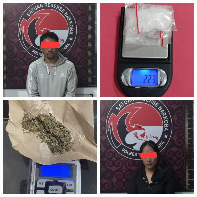 Terduga pelaku dan barang bukti kasus penyalahgunaan Narkotika