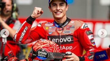 Marc Marquez menunjukkan selebrasi usai menjuarai Sprint Race MotoGP Belanda 2025 bersama tim Ducati Lenovo, di Sirkuit Assen, Belanda, Sabtu (28/6/2025) (Foto: Istimewa).