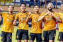 Pemain Bhayangkara FC merayakan gol ke gawang PSM Makassar pada laga BRI Super League 2025 di Stadion PKOR Sumpah Pemuda, Sabtu (16/8/2025) (Foto: Istimewa).