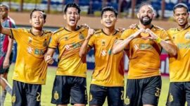Pemain Bhayangkara FC merayakan gol ke gawang PSM Makassar pada laga BRI Super League 2025 di Stadion PKOR Sumpah Pemuda, Sabtu (16/8/2025) (Foto: Istimewa).
