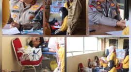 Satlantas Polres Toraja Utara gelar donor darah jelang HUT Lalu Lintas Bhayangkara ke-70, wujud kepedulian sosial bagi masyarakat di Mapolres Toraja Utara, Senin (15/9/2025) (Foto: Humas).