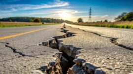 Ilustrasi jalan retak akibat gempa di Davao Oriental, Filipina, Jumat, 10 Or 202) (Foto Istimewa).