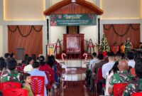 Suasana perayaan Natal bersama keluarga besar Kodim 1414/Tator yang berlangsung penuh khidmat dan kebersamaan di Makodim 1414/Tator, Tana Toraja, Senin (06/01/2026) (Foto: Humas).